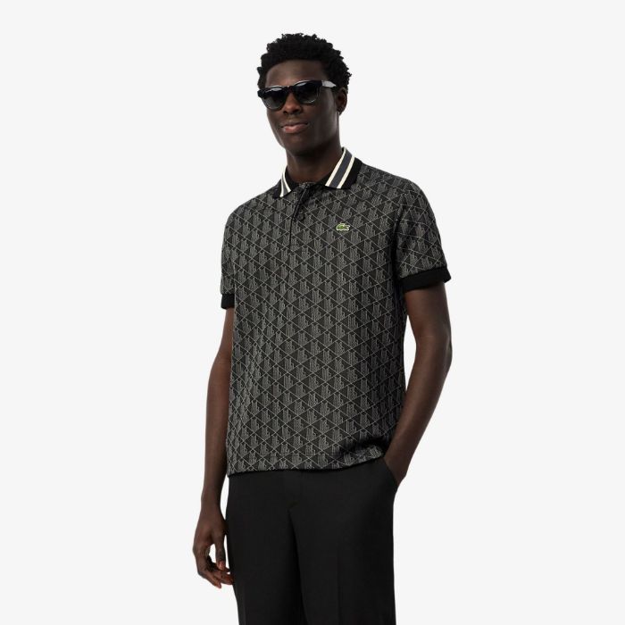 Εικόνα της Ανδρική Contrast Collar Monogram Motif Polo Μπλούζα Classic Fit