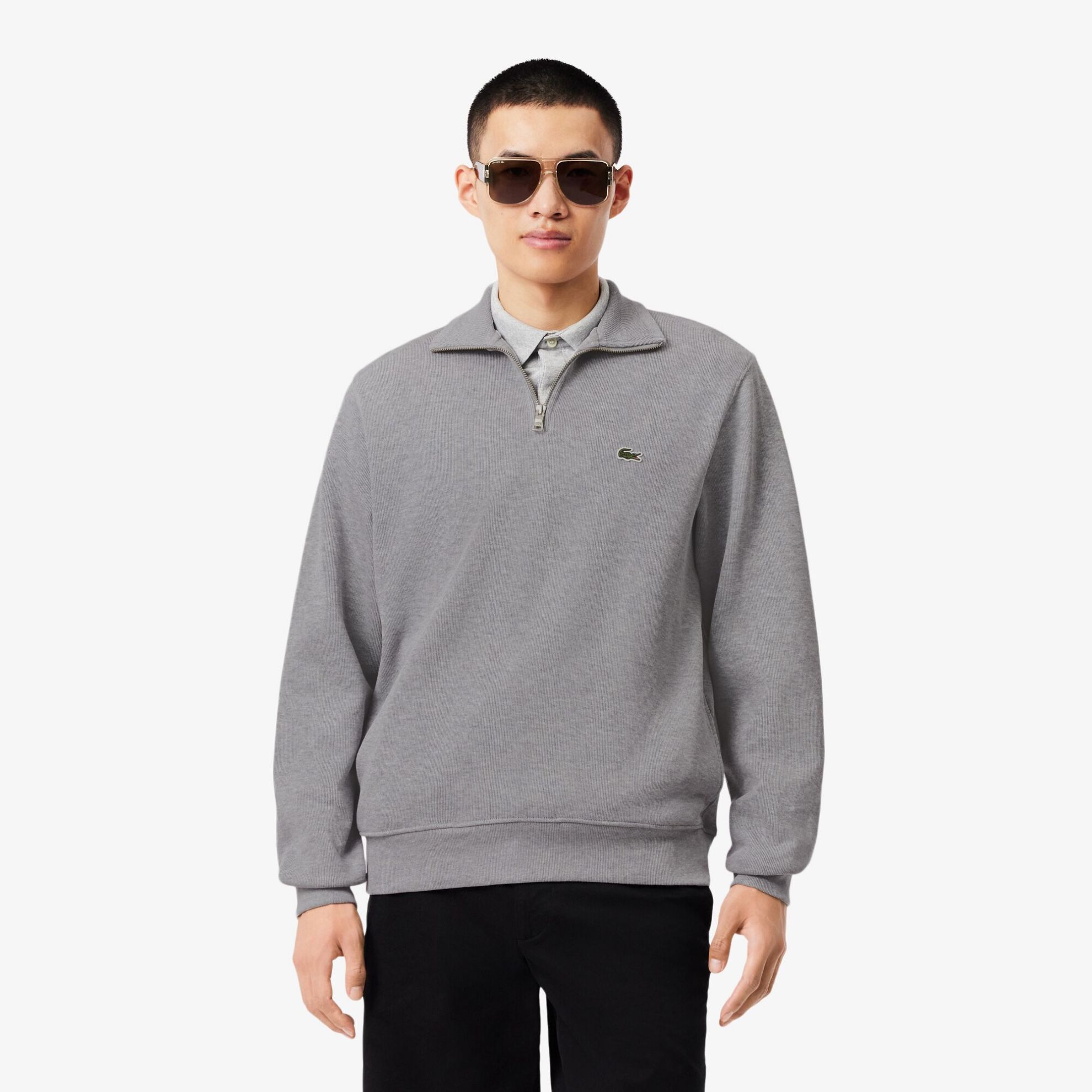 Εικόνα της Ανδρικό Zippered Stand-Up Collar Βαμβακερό Φούτερ