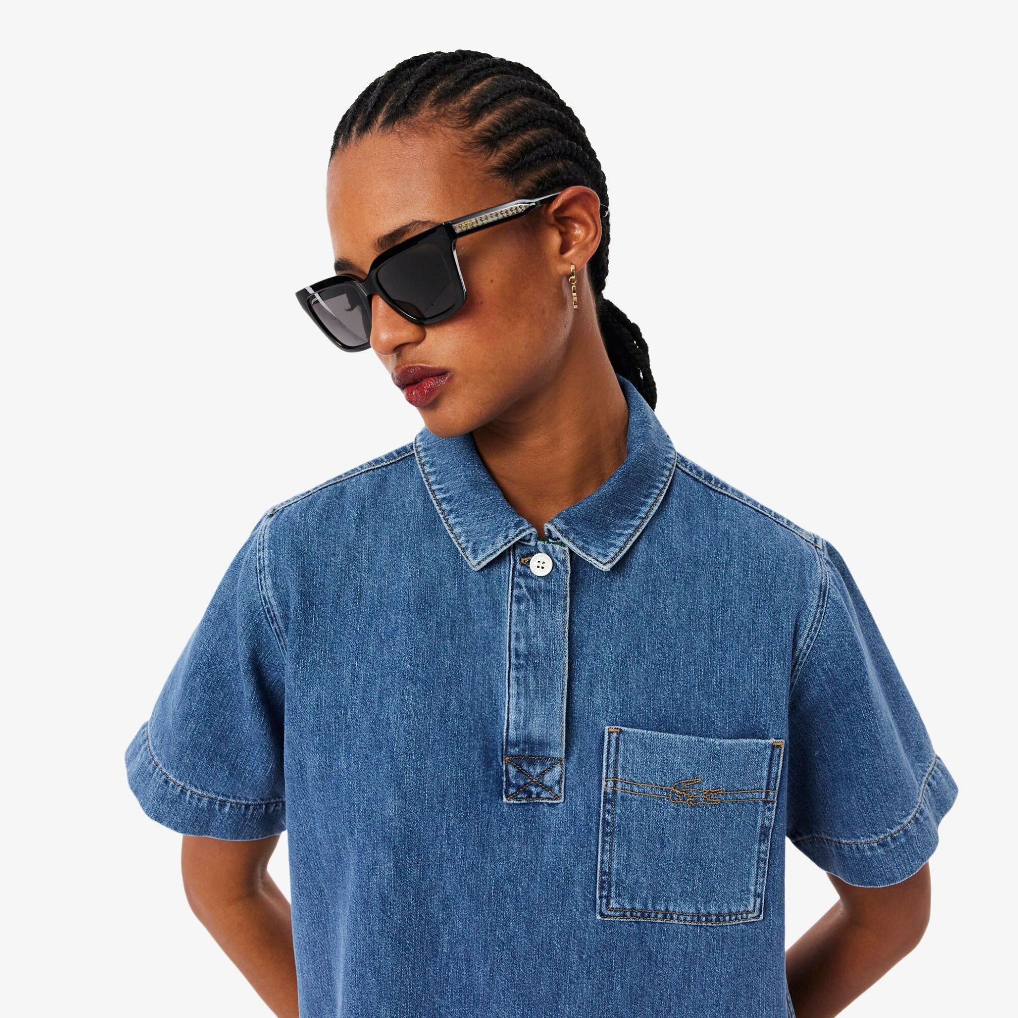 Εικόνα της Oversized Denim Polo Φόρεμα