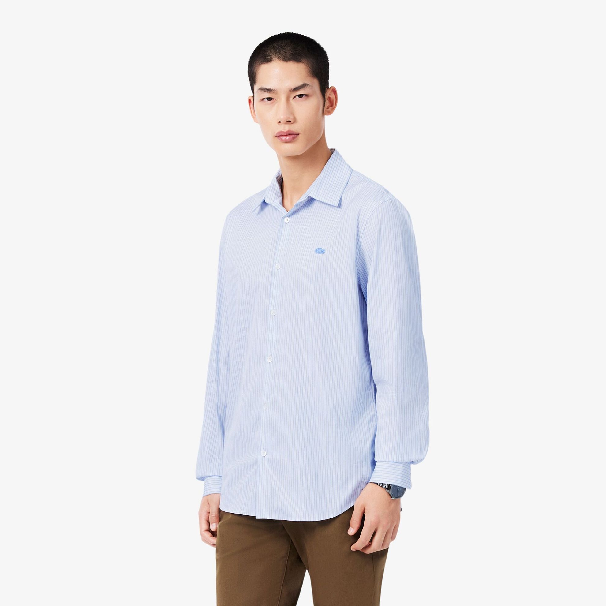 Εικόνα της Ανδρικό Slim Fit Striped Stretch Poplin Πουκάμισο