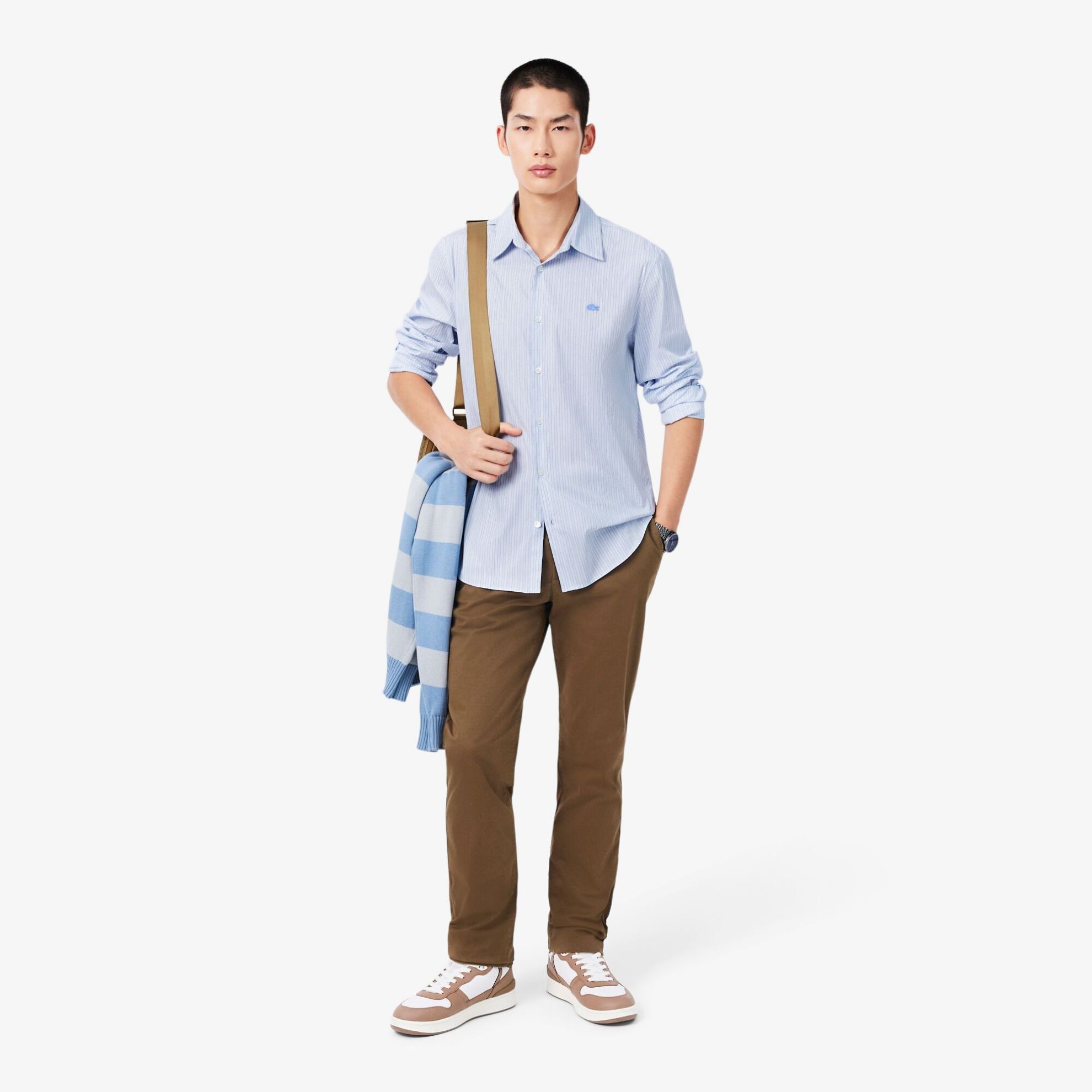 Εικόνα της Ανδρικό Slim Fit Striped Stretch Poplin Πουκάμισο