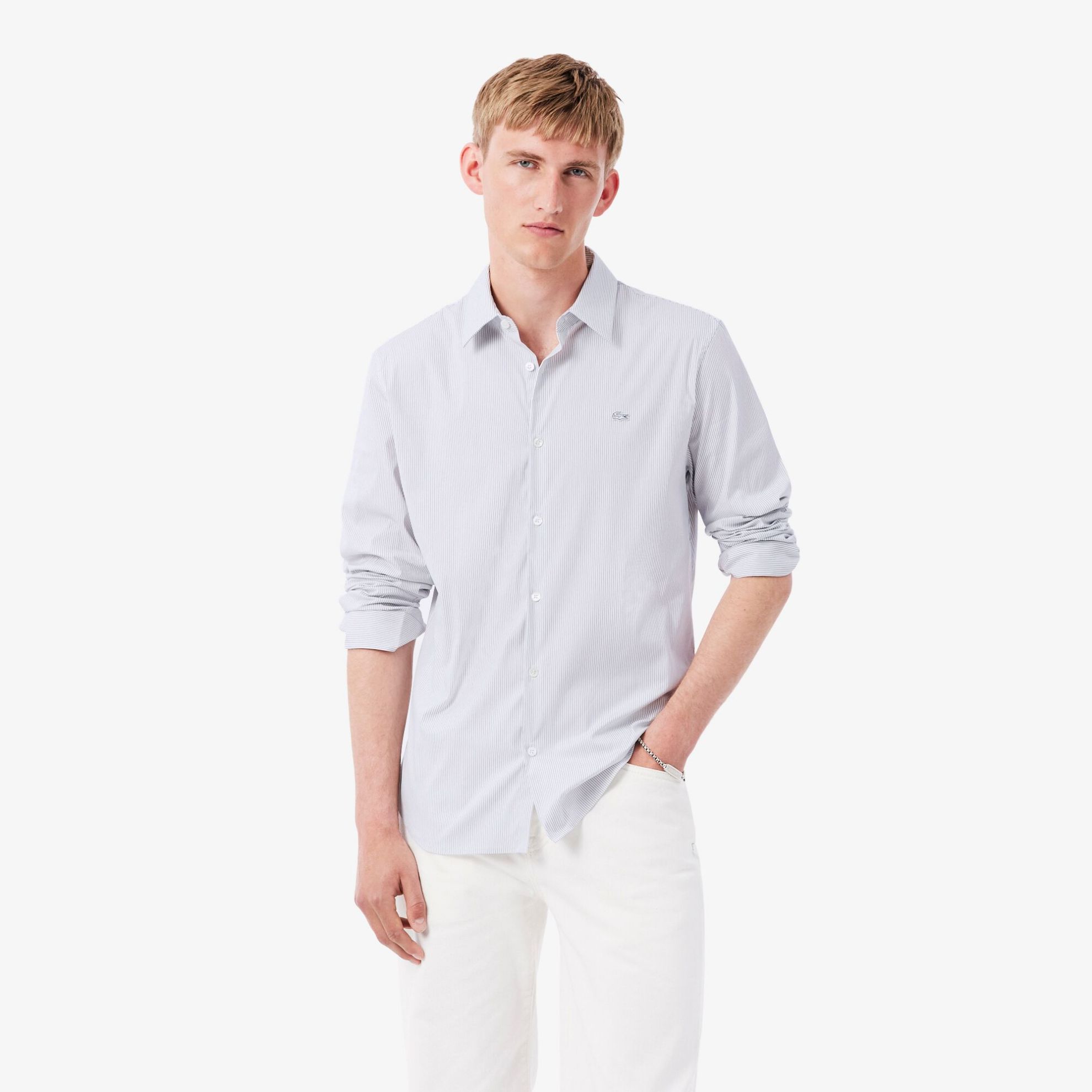 Εικόνα της Ανδρικό Striped Pinpoint Πουκάμισο Slim Fit