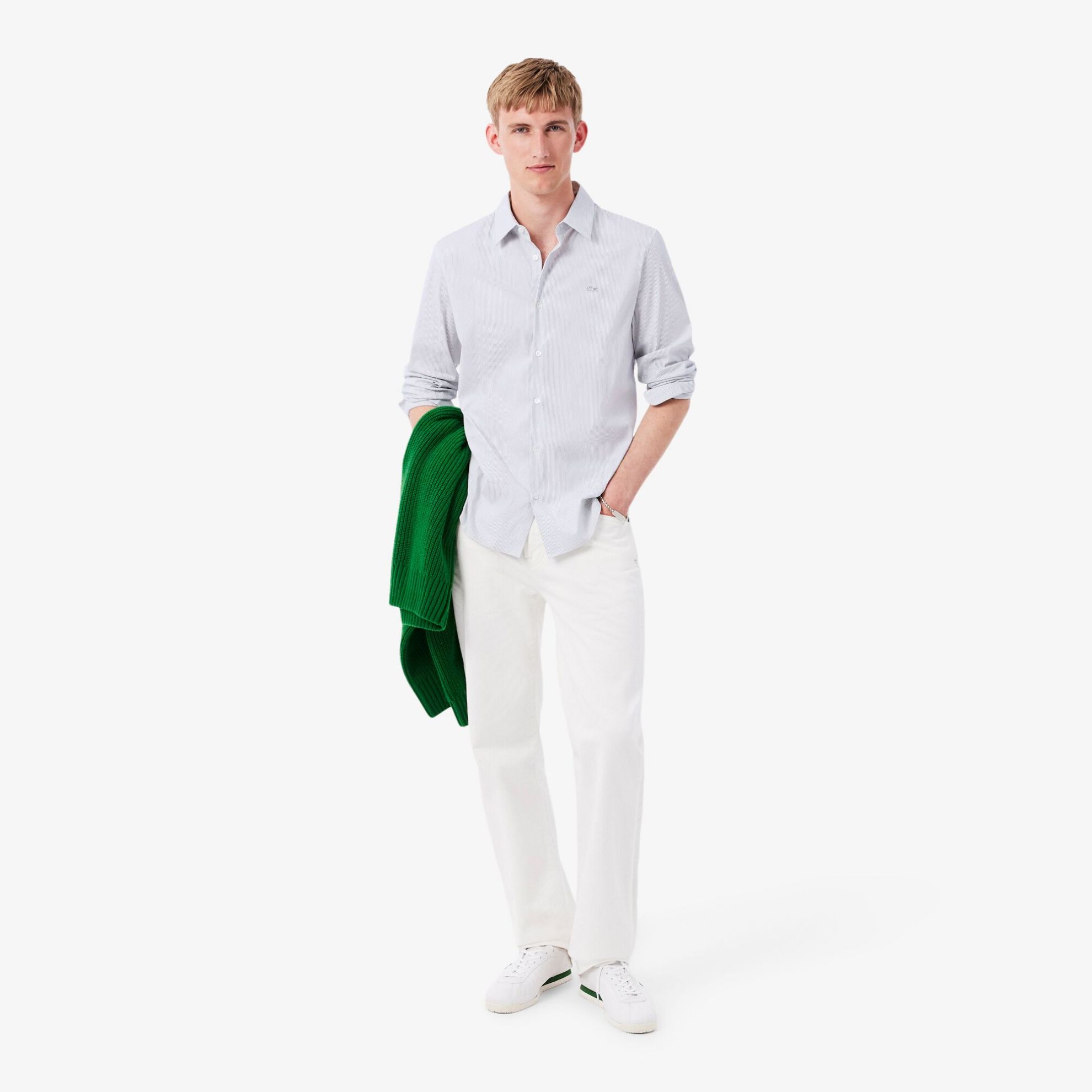 Εικόνα της Ανδρικό Striped Pinpoint Πουκάμισο Slim Fit