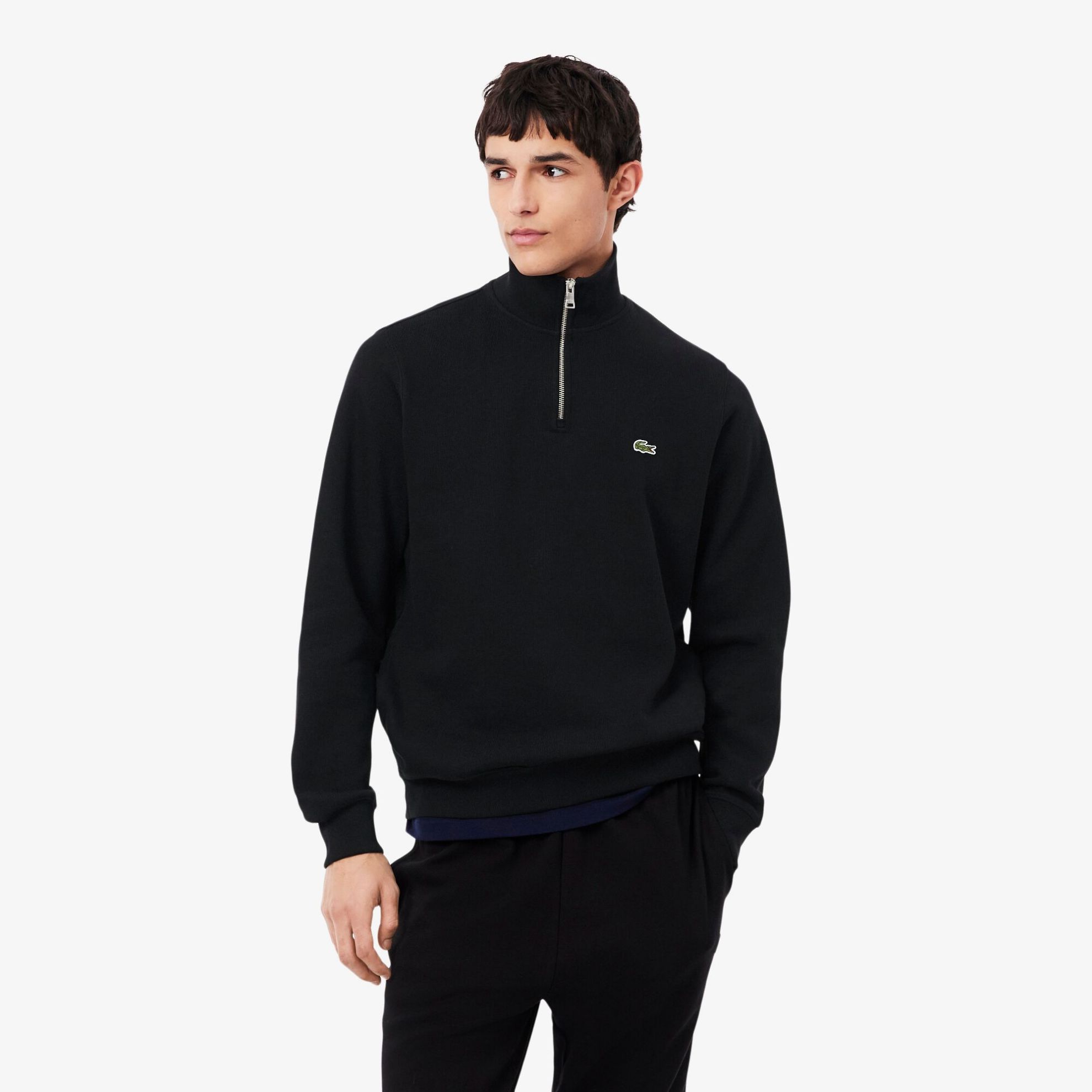 Εικόνα της Ανδρικό Zippered Stand-Up Collar Βαμβακερό Φούτερ